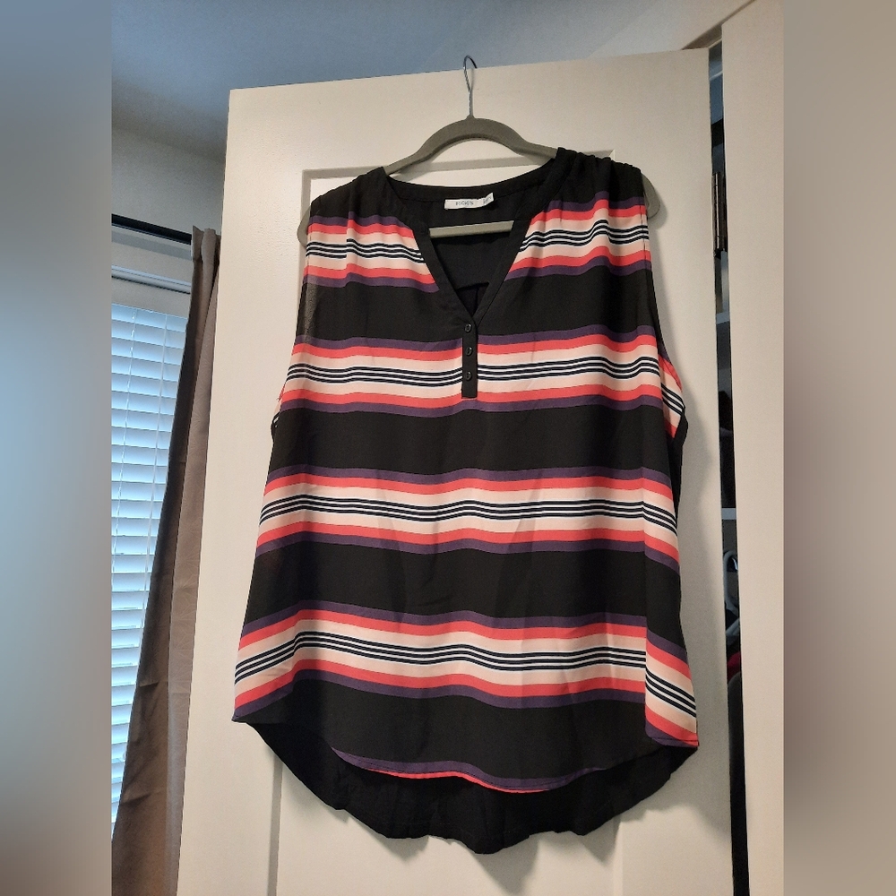 Striped Sleeveless V-Neck Women’s Top